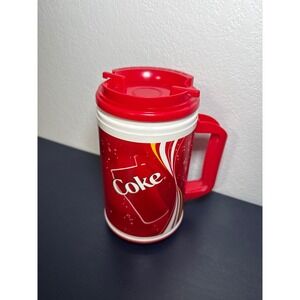 Vintage Coca Cola Classic Red Insulated Travel Mug‎ With Handle And Lid